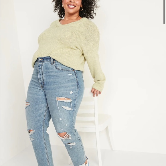 NWT OLD NAVY SKY HIGH STRAIGHT LEG DISTRESS JEAN - Picture 14 of 14